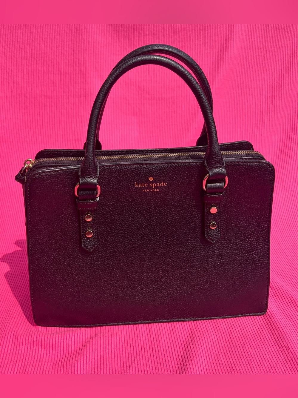 Kate Spade Larchmont Avenue Reiley Black Leather Satchel Crossbody Bag